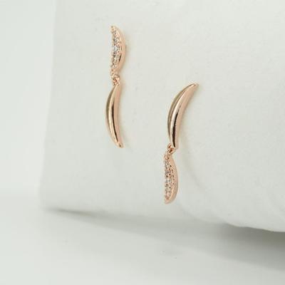 Silver Needle Celine Earrings - 92.5 Silver Needle Rose Gold Unbalance