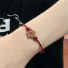 Mahogany carved plum blossom red rope hand rope handmade rope woven lucky hand rope for girlfriends gifts