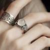 Retro Ring Female Trendy Cold Wind Imitation Agate Chalcedony Index Finger Ring Fashion Flower Open Ring