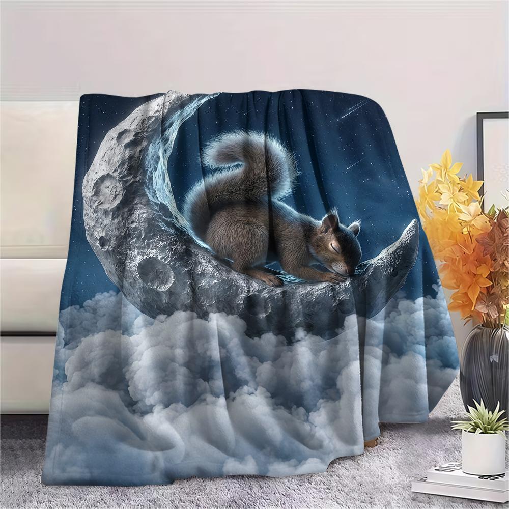 Sleeping clouds small animals Print Flannel Blanket,High quality Comfortable for All Seasons,Home Decor,Warmth and Comfort,Perfect for Christmas Gifts