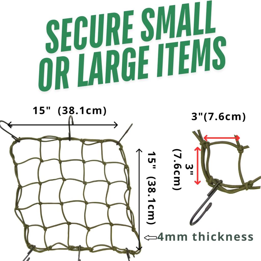 ONIPAX 15" x 15" High Elasticity Bungee Cargo Net with 6 Hooks for Bicycle