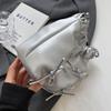 Women Pleated Crossbody Bag Large Capacity PU Bow Shoulder Bag Simple Messenger Bag Solid Color Hasp Closure for Party Vacation