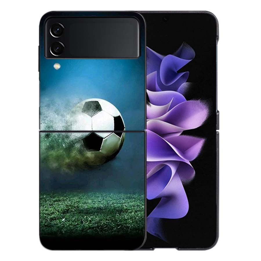 Football Soccer Ball Design For Samsung Galaxy Z Flip 5 4 3 Case Shockproof Hard Cover Phone Z Flip 6 7 5G Z Flip 5 4 5G TPU P