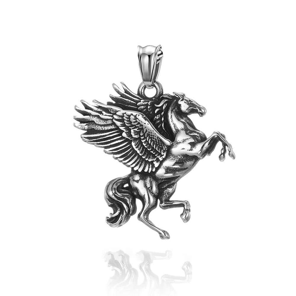 Punk Vintage Pegasus Unicorn Pendant Necklace For Men 316L Stainless Steel Greek Mythology Pegasus Wings Necklaces Jewelry Gifts