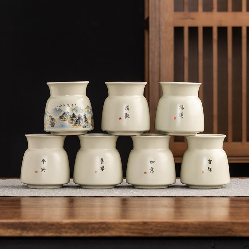 Ru Kiln Tea Ceremony Six Gentlemen Black Sandalwood Solid Wood Tea Clip Teaspoon Tea Needle Brush Tea Set Accessories Complete Set of