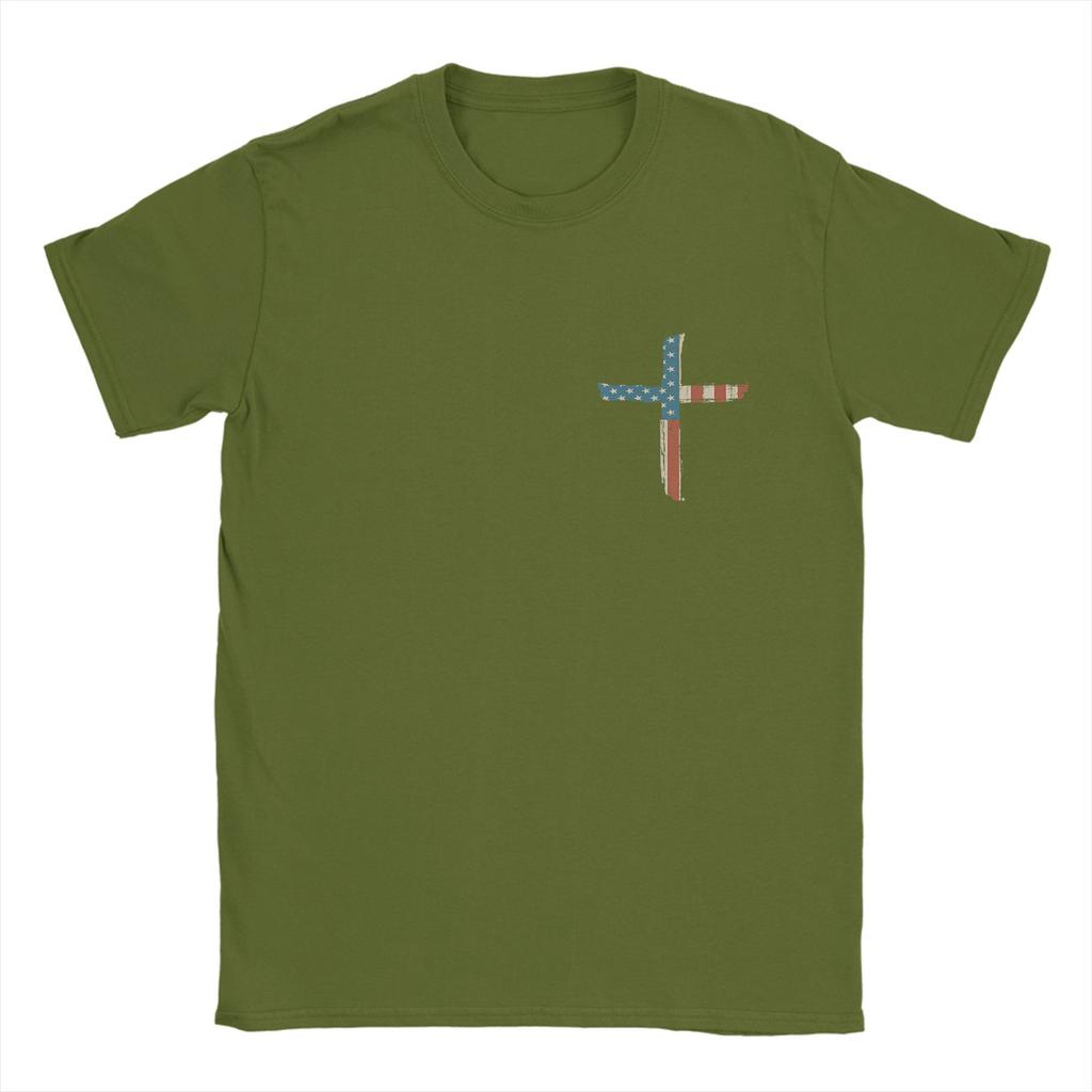 Men T-Shirts Stand For The Flag I Kneel For The Cross Novelty Cotton Tee Shirt Short Sleeve T Shirt O Neck Clothing Plus Size