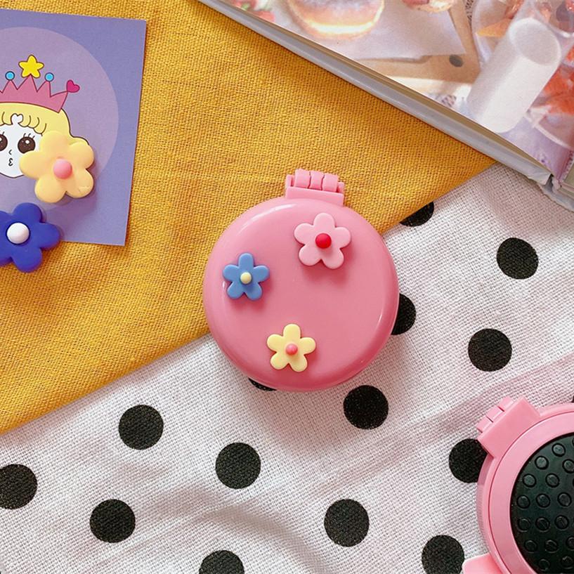 Cute Cartoon Folding Comb with Cosmetic Mirror for Girls Air Cushion Massage Portable Comb  Kids Dress Up Makeups Toy Gifts