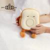 LED Digital Cartoon Alarm Clock Bedroom Night Light Bedside Electronic Clock Soft Plush Toast Shape Alarm Clock