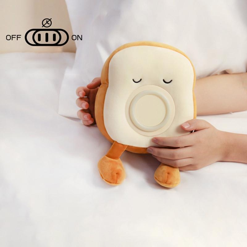 LED Digital Cartoon Alarm Clock Bedroom Night Light Bedside Electronic Clock Soft Plush Toast Shape Alarm Clock