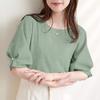 ZANZEA Women Casual Round Neck Puff Short Sleeve Solid Color Loose Straight Blouses
