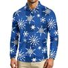 Men's Casual Long Sleeve Neck T-Shirt with Christmas Print for Holiday Party