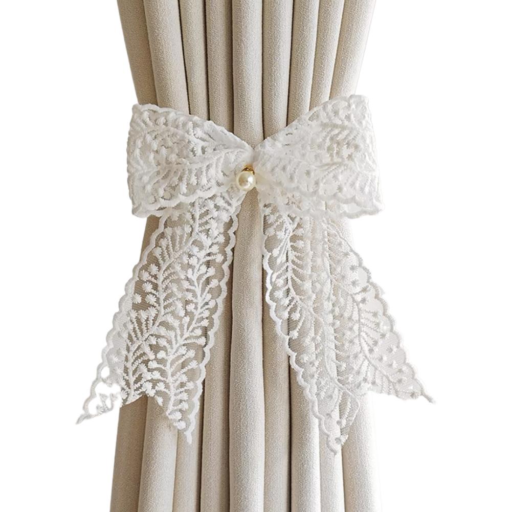 Curtain Tieback Beautiful Bow Lace Holder Hook Buckle Fashion Decorative Pretty Clip Polyester S8K5