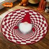 Funny 3D Effect Gnome Rug Non-slip Round Carpet for Christmas Decoration Living Room Bedroom Floor Mat