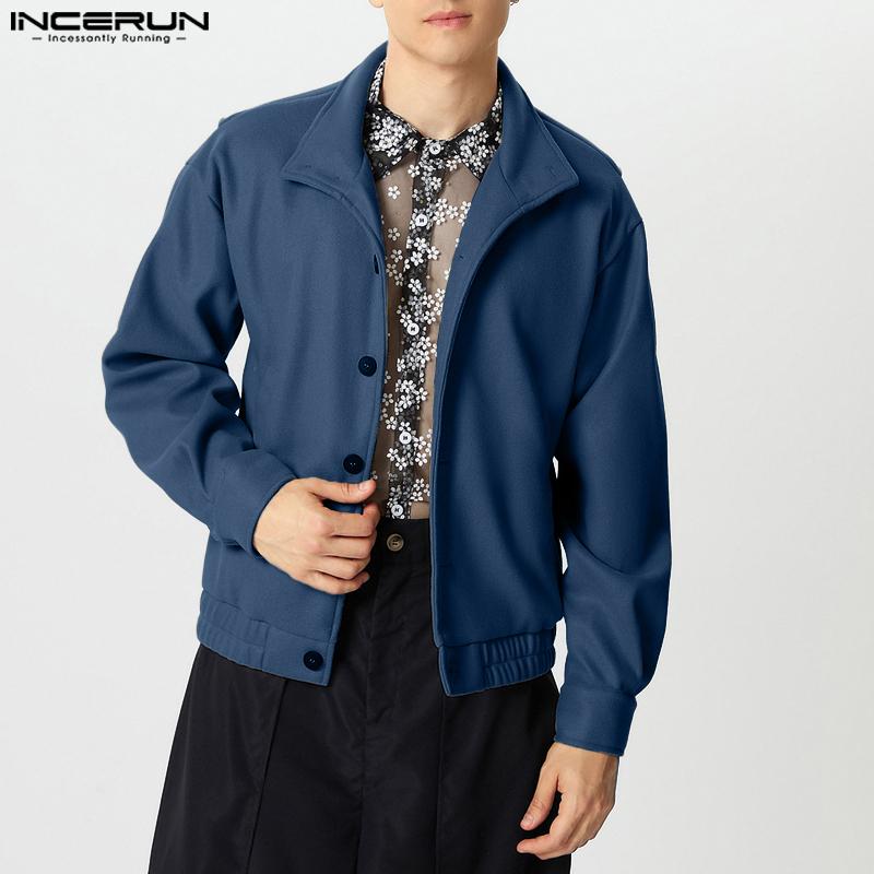 INCERUN Autumn Men Lapel Long Sleeve Buttons Down Jackets Coats