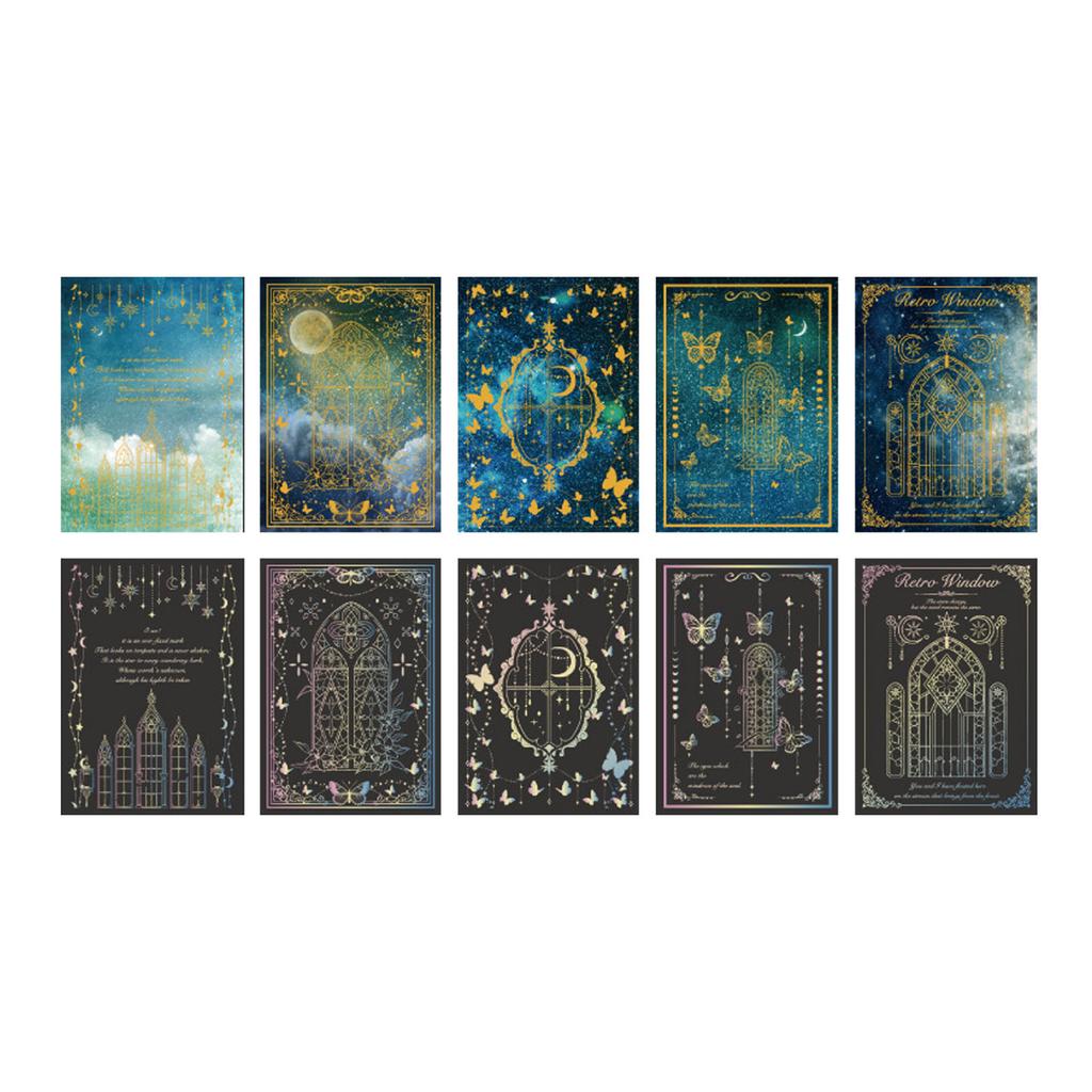 15 Sheets Star Moon Pattern Scrapbooking Paper Laser Decorative Journaling Paper for DIY Cards
