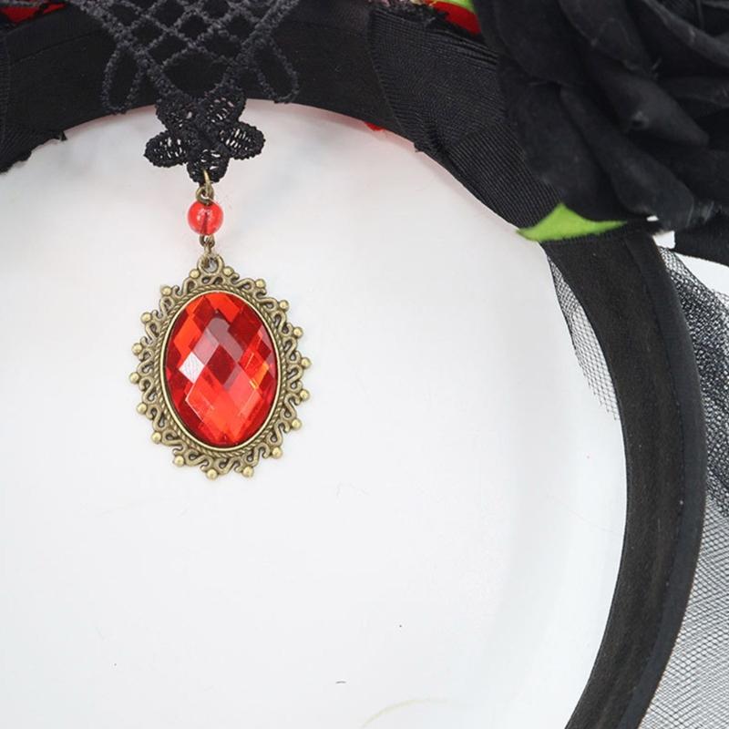 Gothic Devil Horn Headbands With Mesh Veil Decoration Hairband For Cos Parties Halloween Costume Accessories