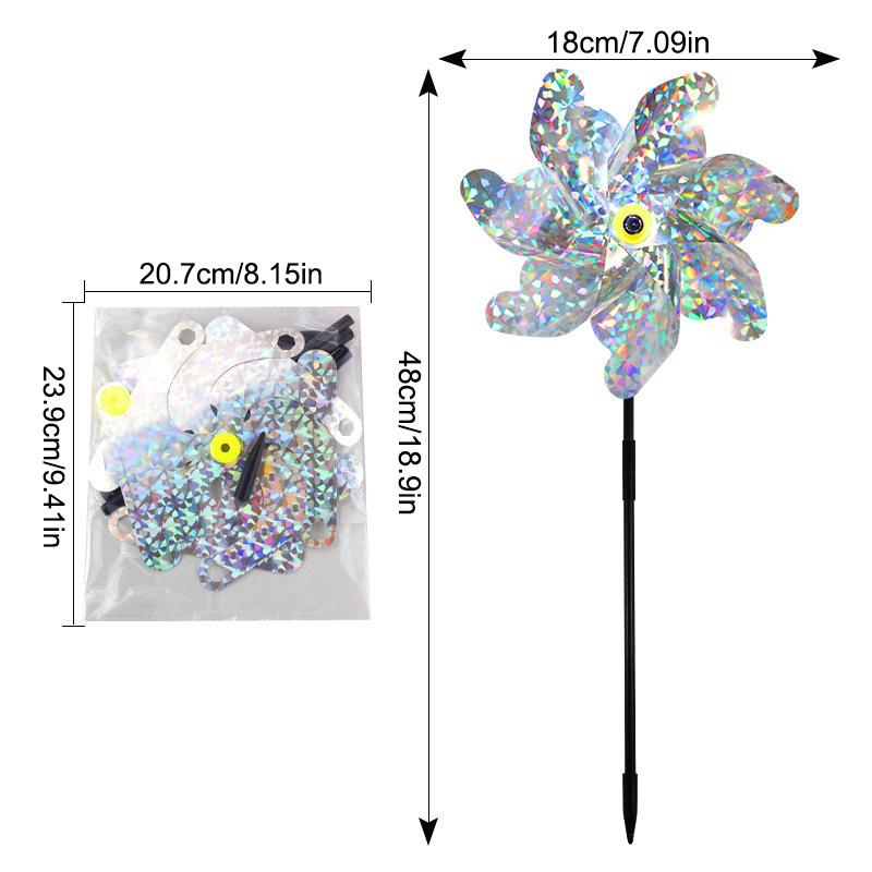 2Pcs Bird Repellent Windmill Practical 7 Leaves Diy Birds Deterrent Windmill Creative Outdoor Garden Lawn Yard Decoration