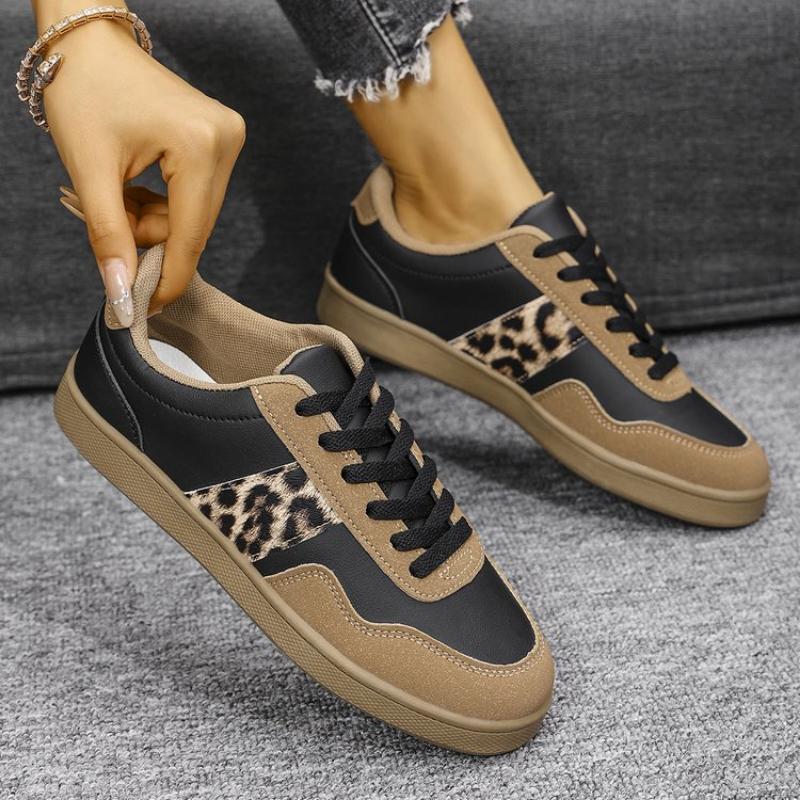 Fashion Women's Flats Sneakers 2025 New Fashion Leopard Print Casual Shoes Outdoor Walking Shoes Sneakers Comfortable Women Sneakers