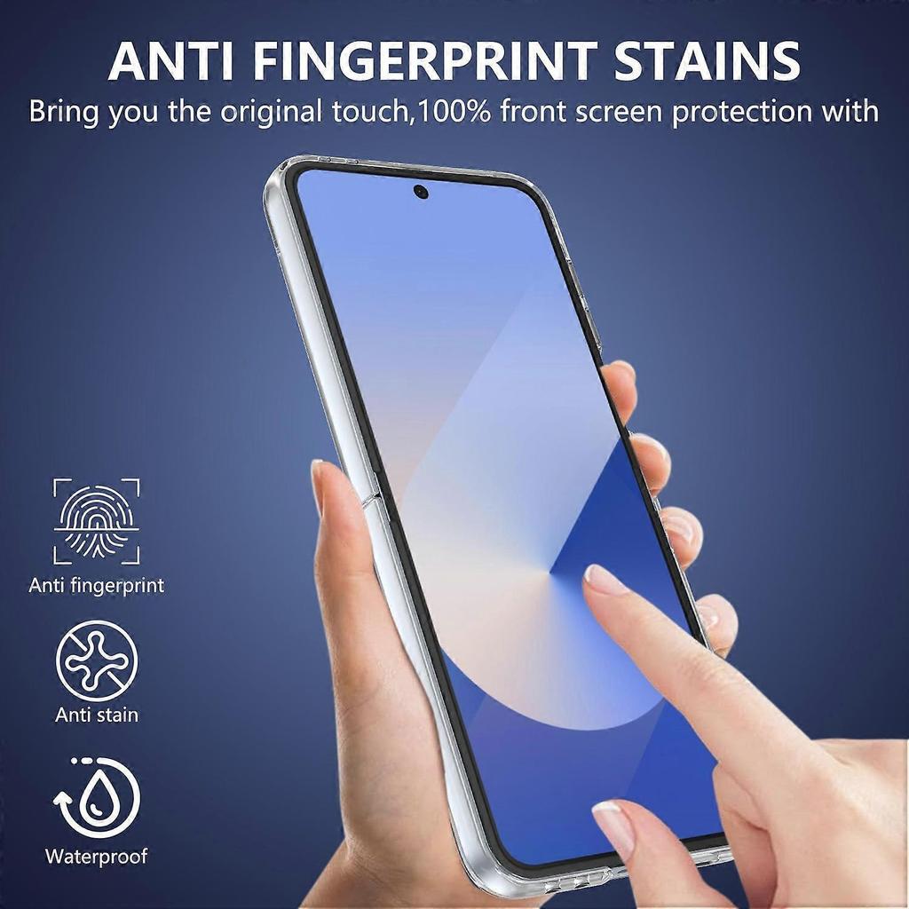 For Samsung Galaxy Z Flip6 5G Case Hard PC Clear Phone Cover with Screen Film - Red Less