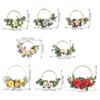 Wooden Bead Door Wreath Artificial Floral Flower Wreath for Indoor Outdoor Seasonal Farmhouse Door Decor