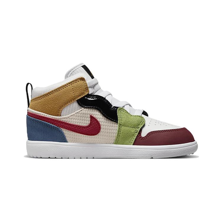 New Jordan Air Jordan 1 Mid Alt Se Mid-Top Vintage Basketball Shoes White Orange Blue Children Aged 3-7 Years Old DR6962-100