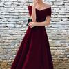 European and American One-word Shoulder Dress Small Man Wedding Engagement Long Banquet Bride Evening Dress Women