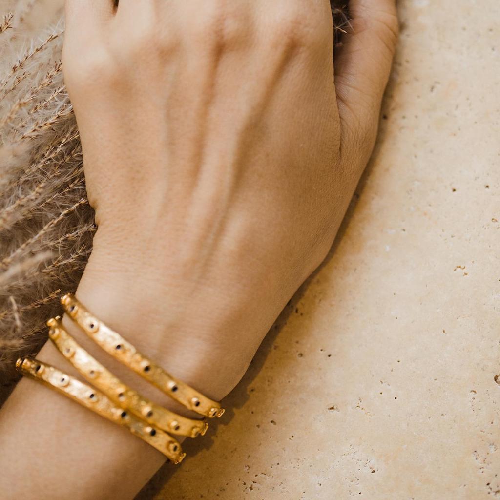 Fashion Commuter Must Enter Retro Brass Plated 18K Real Gold Unique Personality Drip Glaze Fashionable Hipster Opening Bracelet Women