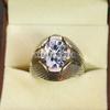 Moissanite Oval Cut Gemstone With 925 Sterling Silver Ring For Men's #B277 JL375681923159