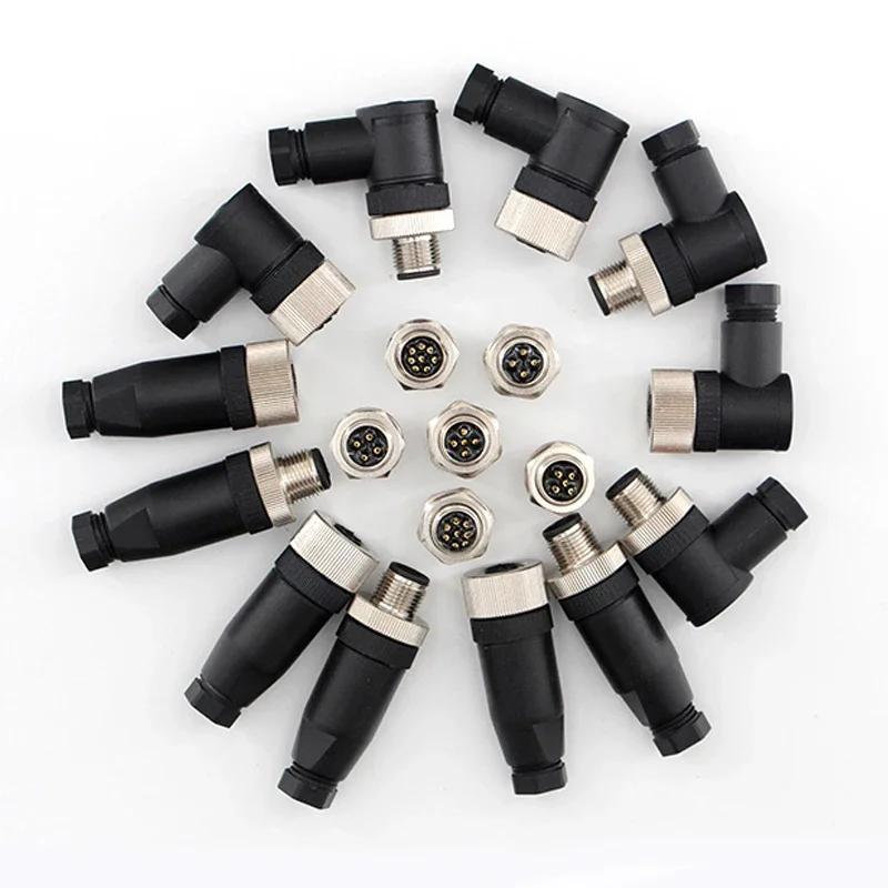 Waterproof 4 Pin 5pin 8pin M12 Power Aviation Connector Screw Threaded Panel Mount Male Plug Female Socket LED Lighting IP67