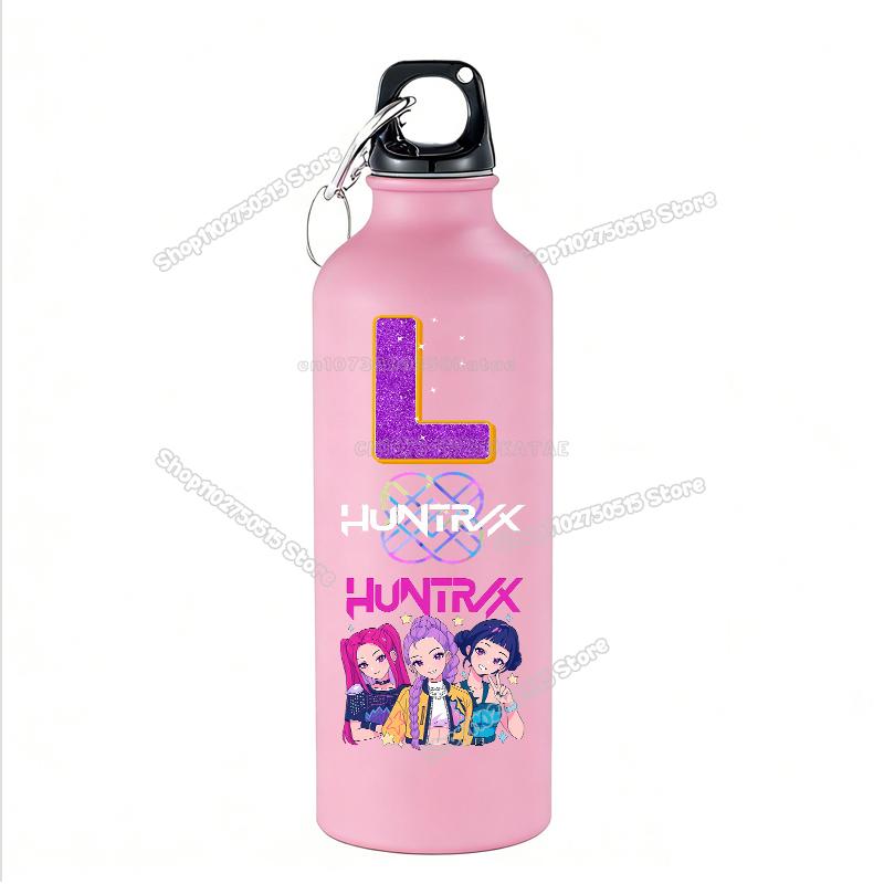 High Quality 500ml KPop Demon Hunters Kids Sport Water Bottle Letter A-Z Rumi Mira Zoey Outdoor Bottle Large Capacity Girl School Drink Cups