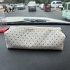 Soft Fabric Art Supply Holder Polka Dot Pencil Case, Stationery Organizer Pouch, Cute Makeup Portable Cosmetic Bag for Women Zipper Closure Pen School