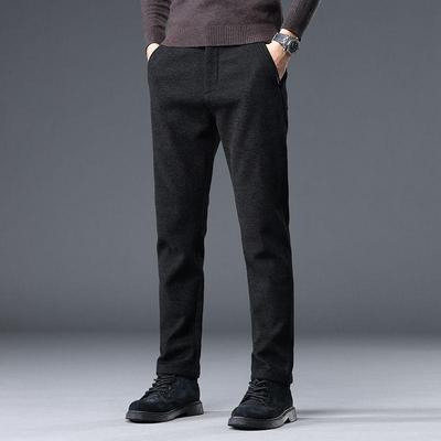 New Woolen Medium and Thick Men's Casual Pants Business Slim-fit Straight Elastic Pants