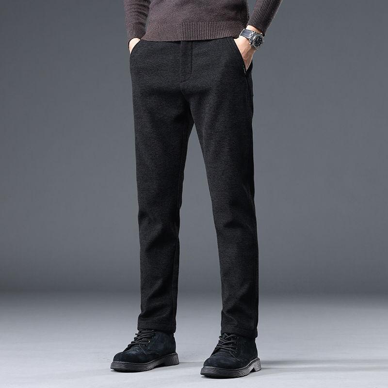 New Woolen Medium and Thick Men's Casual Pants Business Slim-fit Straight Elastic Pants