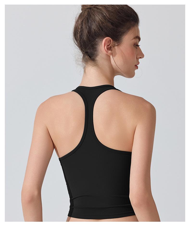 Women's Shockproof Racerback Sports Bra - Antibacterial, Wide Strap, Backless Design for Running & Yoga