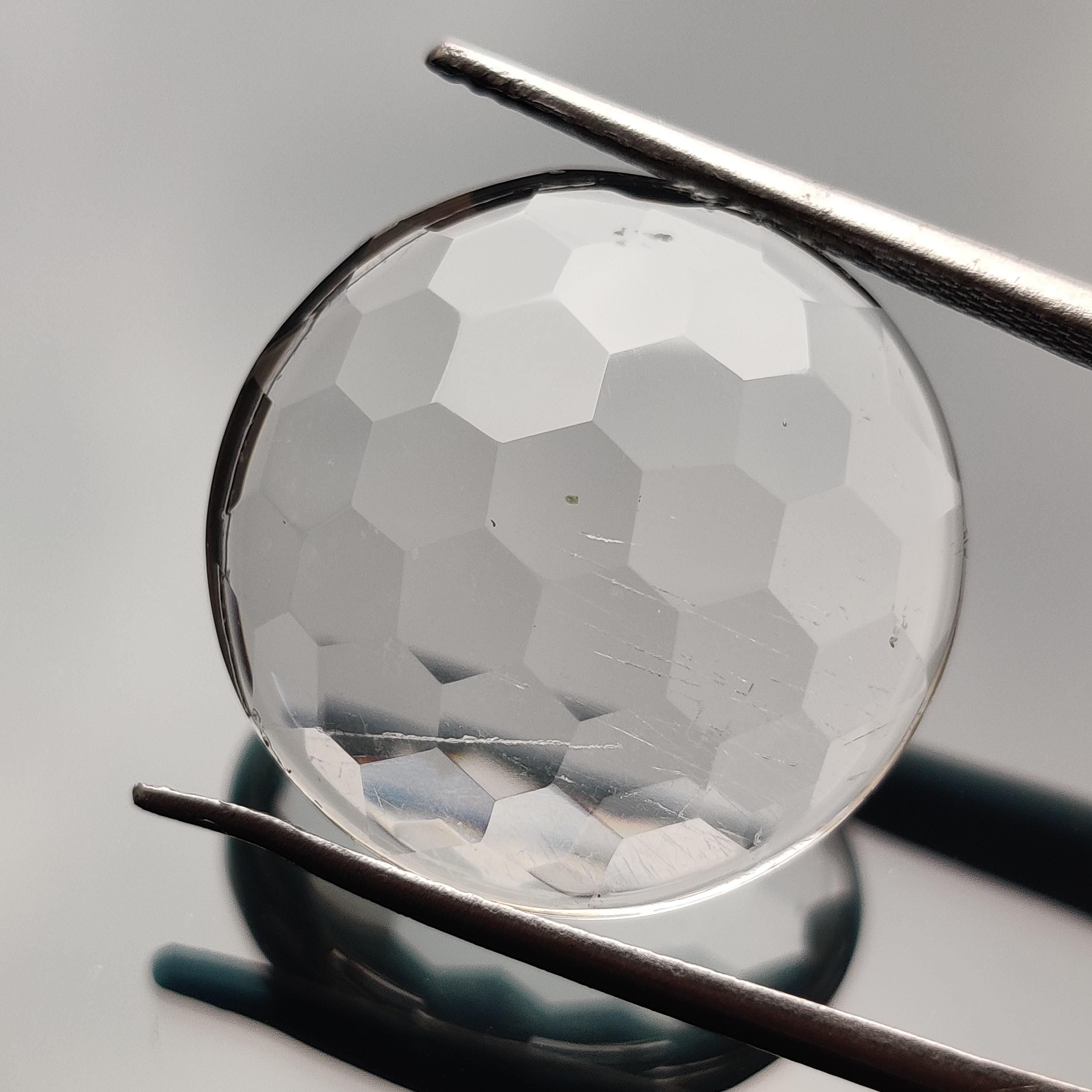 

Honeycomb Rose Cut Round Shape White Glass Stone, Loose Stone, 12 Carat, 20 MM Size Round Stone. 12 Carat, 20 MM Size