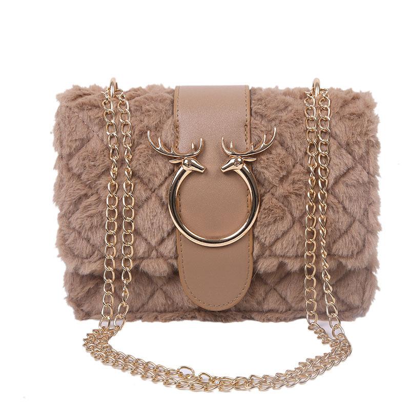 Small bag women's 2025 new fashion chain bag lamb wool plush shoulder bag messenger bag