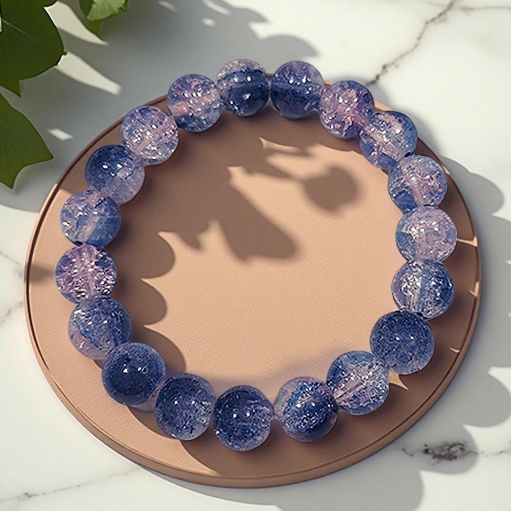 10mm Dopamine Jade Crushed Glass Bracelet: Women's Light Luxury Fidget Beaded Bracelet