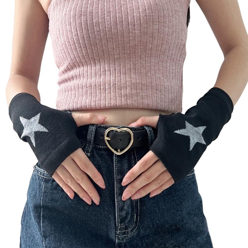 

2000s Girl Arm Sleeves for Theme Party Subcultures Knitting Arm Gloves NightClub Mittens JKStyle Girl Arm Cover