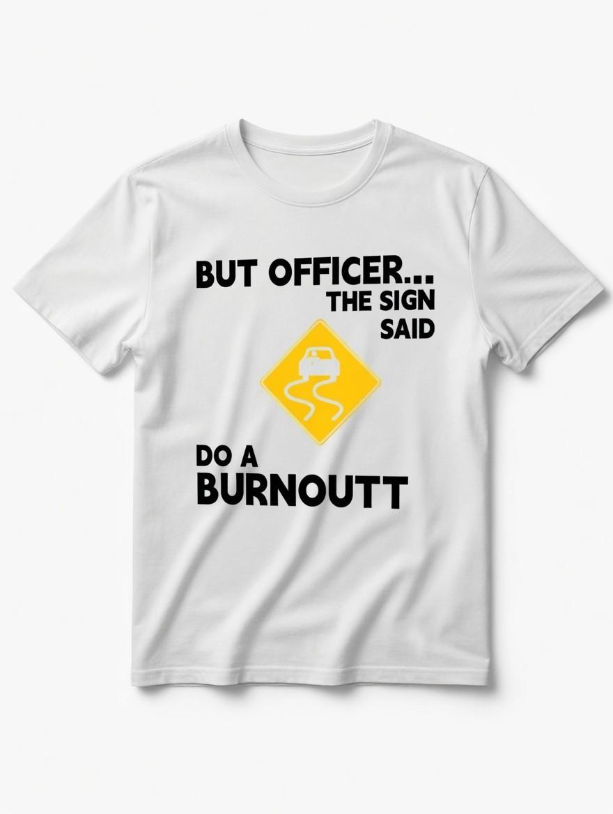 But Officer The Sign Said Do A Burnout T-Shirt - Funny Racing Tee 4XL