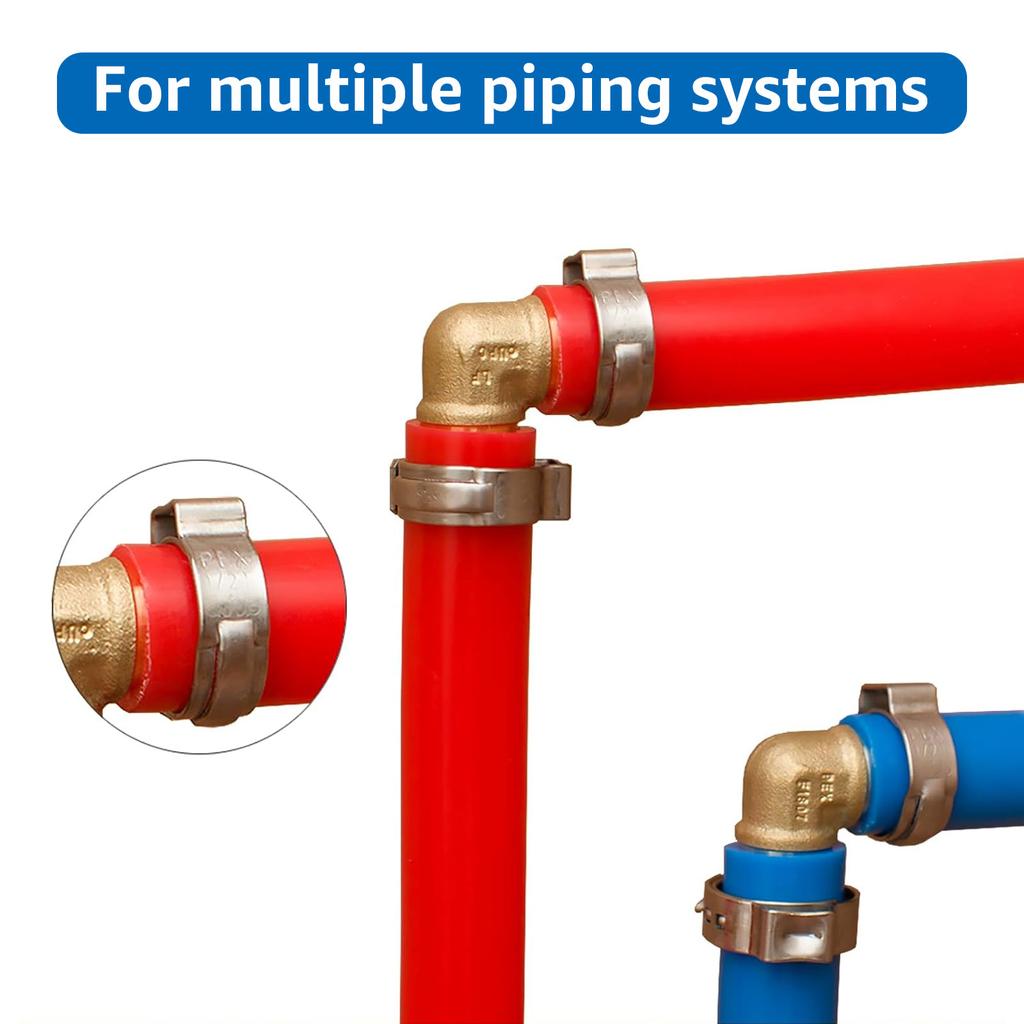 100Pcs 1/2-Inch Pex Cinch Clamp Rings 304 Stainless Steel  PEX Crimp Rings Heavy Duty Fitting Clamps for Sealing Kinds of Hose