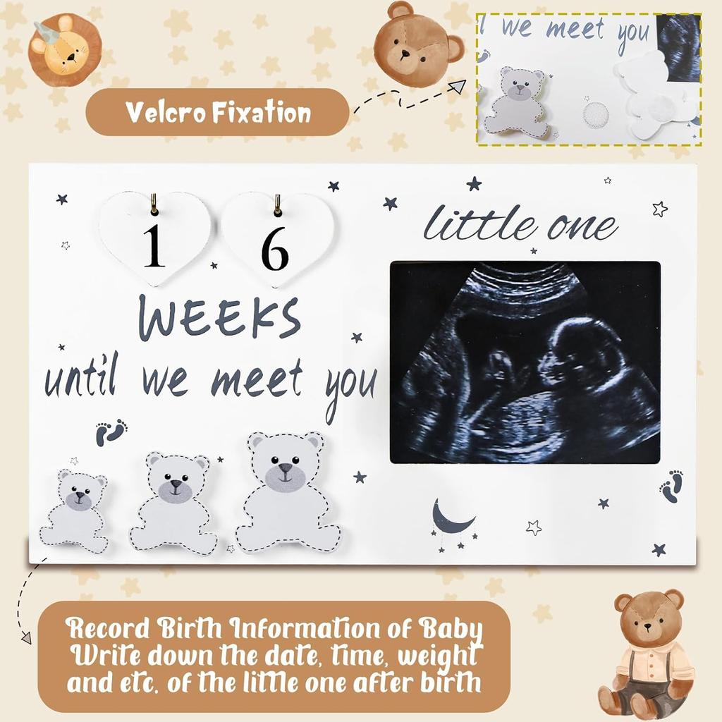 OurWarm Sonogram Picture Frame, Ultrasound Picture Frames with Baby Countdown Weeks, Baby Announcement, Birth Information, Expecting Mom Parents to