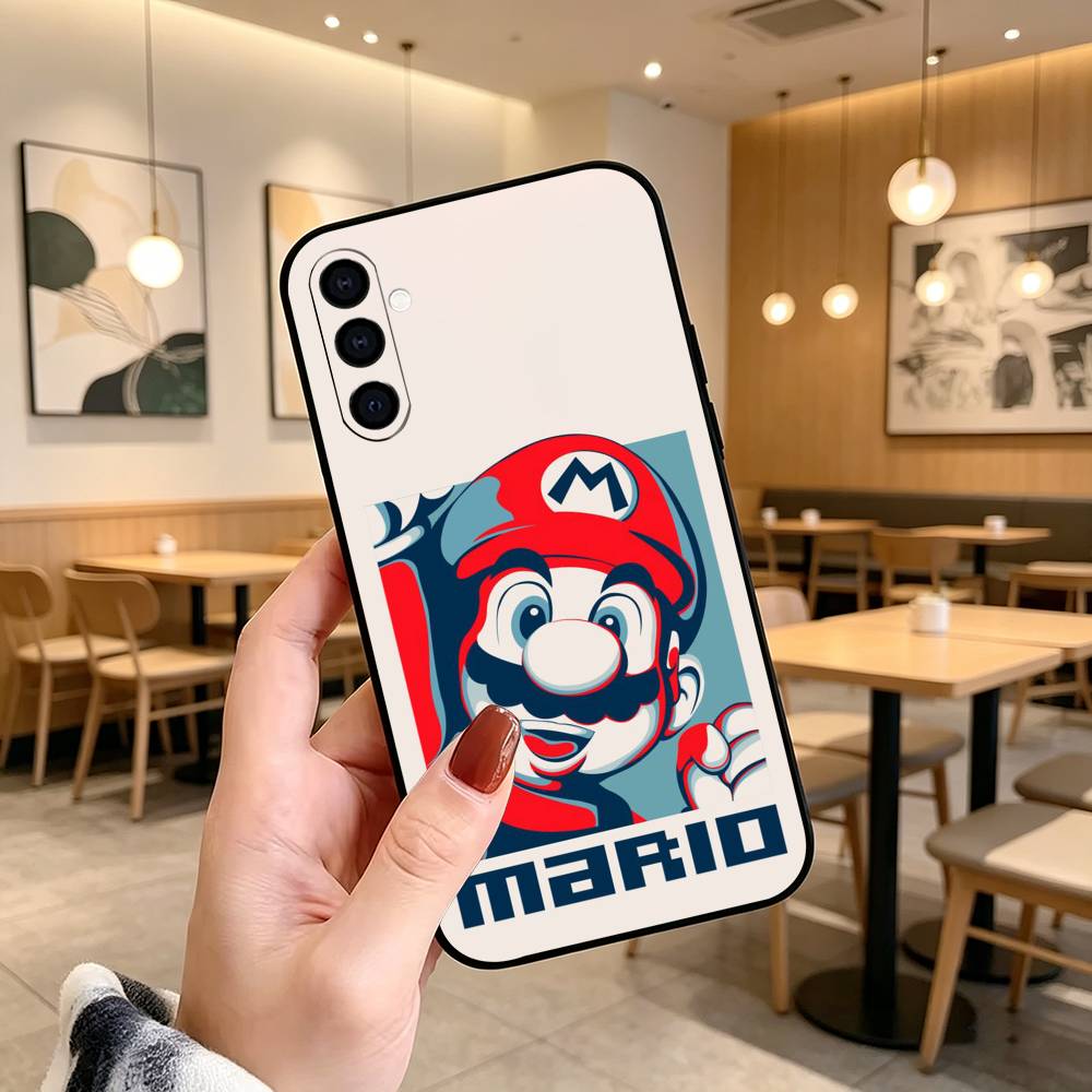 cartoon Super-M MarioS Bros Phone Case For Samsung Galaxy A73,A72,A71,A70,A53,A52,A51,Soft Silicone Black Cover