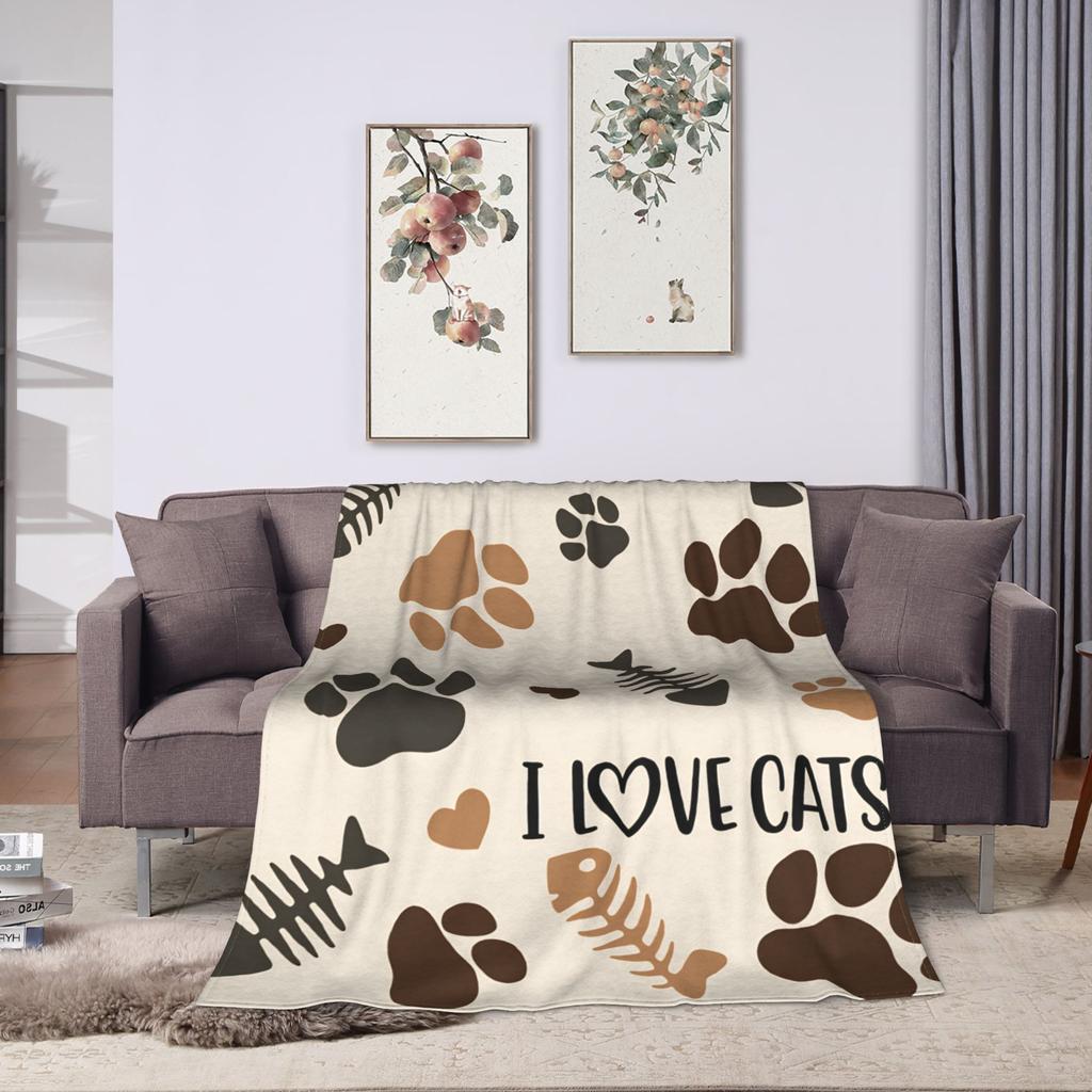 Whimsical Reading Cat Flannel Blanket Winter Warm Throw Blanket for Students Bedroom Funny Bedspread Sofa Bed Cover