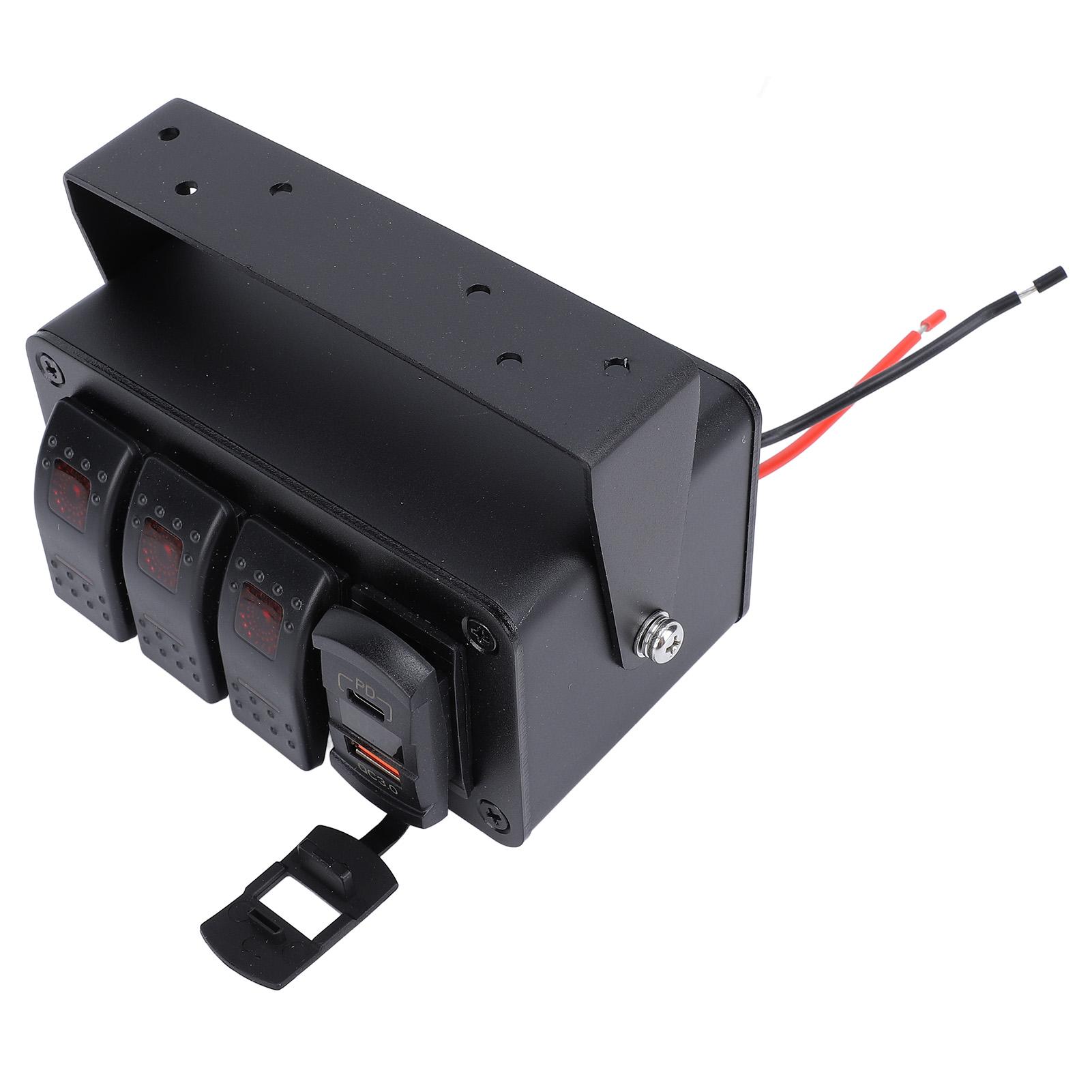 

3-клавішна панель перемикачів-гойдалок DC1224В Тумблер Вкл/Викл з PD Type C та QC3.0 USB зарядним пристроєм