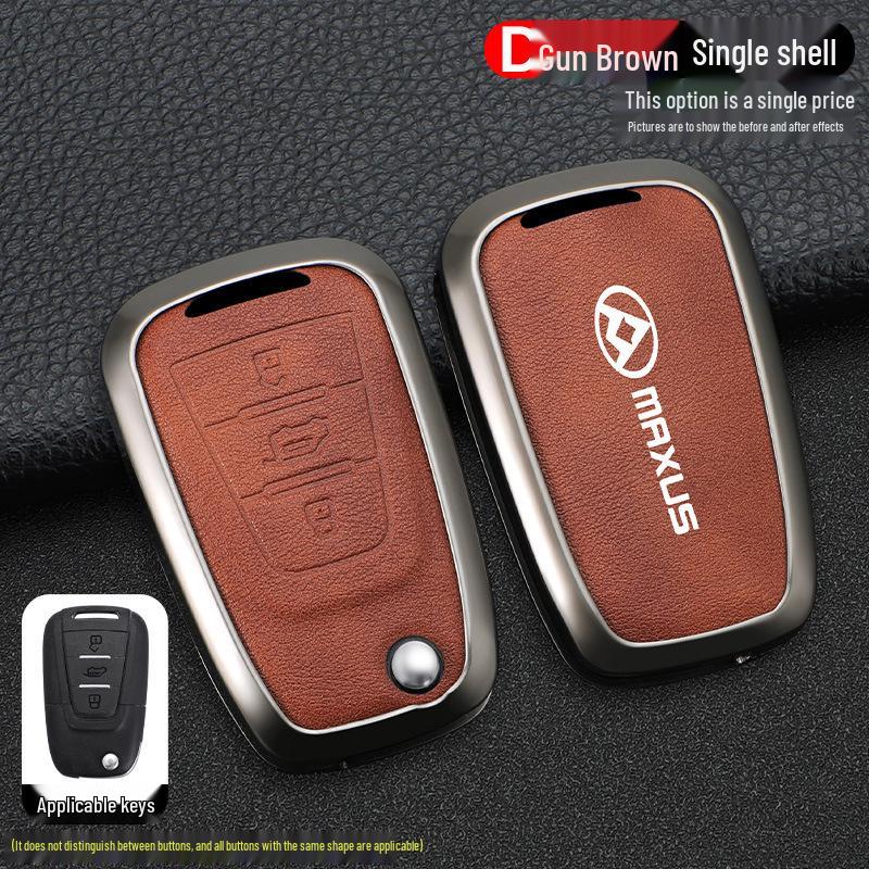 

Fits 25 Models: SAIC Maxus V80 Key Cover, Metal Shell with Genuine Leather Buckle