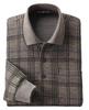 Polo Size Long Wool Made In Checkered Stretch Brown [Little Island] Men's Shirt, L, Brown, Sleeve, Jacquard, Blend, Japan, Wool, Pattern, Jacquard,