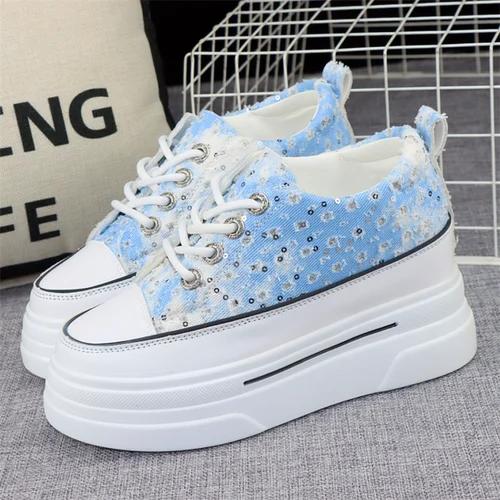 Fashion Woman Height Increasing Shoes 8CM Heels Spring Summer Wedges Breathable Women Sneakers Casual Platform Trainers White Shoes