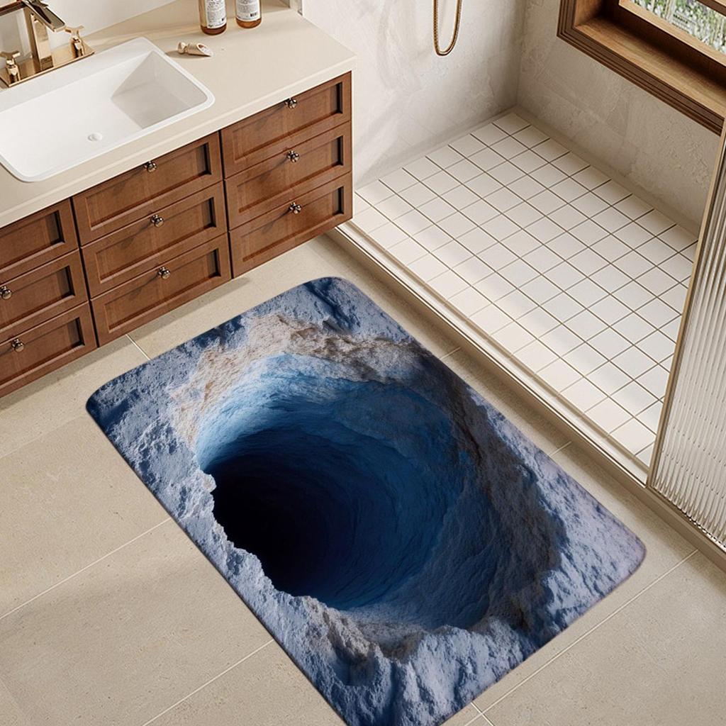 Saugfähige Badematte Rutschfeste Fußmatten für den Eingangsbereich Schnelltrocknend 3D Visuelles Abgrund-Design Badezimmerteppiche für Küche Zuhause Haustür Innen