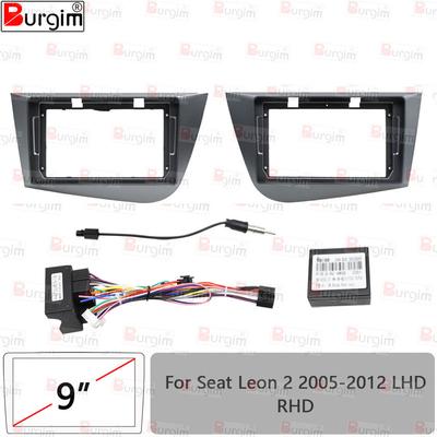 Car Radio Fascias Frame For Seat Leon 2 2005-2012 LHD RHD 9 Inch Stereo Panel Wiring Harness Power Cable Adapter Canbus Decoder