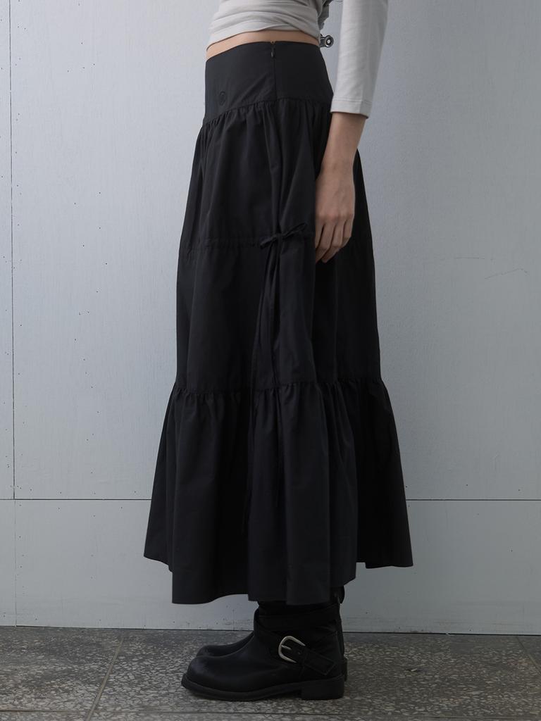Gijun Shirring Full Skirt Black